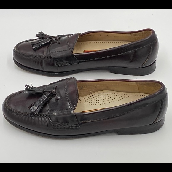 Cole Haan Burgundy Pinch Tassel Loafers - Size 8 E - Picture 4 of 8